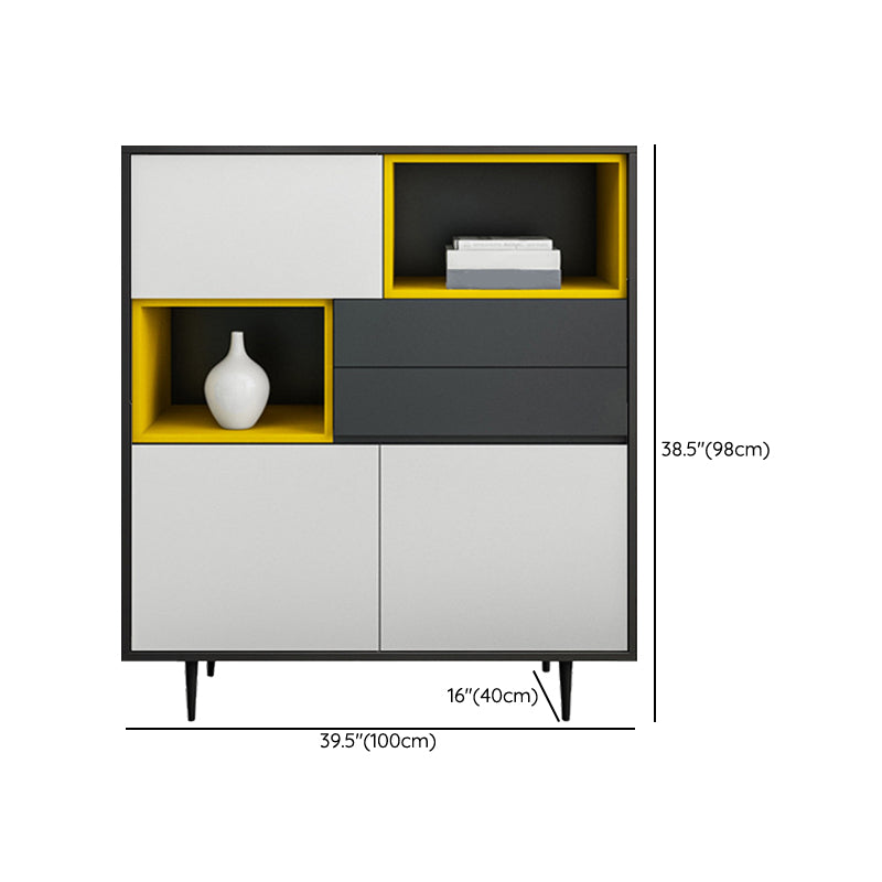 Contemporary Dining Buffet Wood Sideboard with Drawers and Cabinets