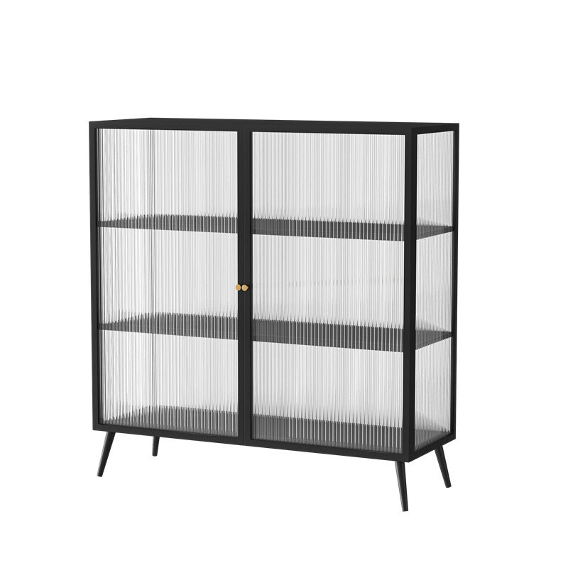 Glam Metal Sideboard Buffet Glass Doors Cabinets Buffet Sideboard