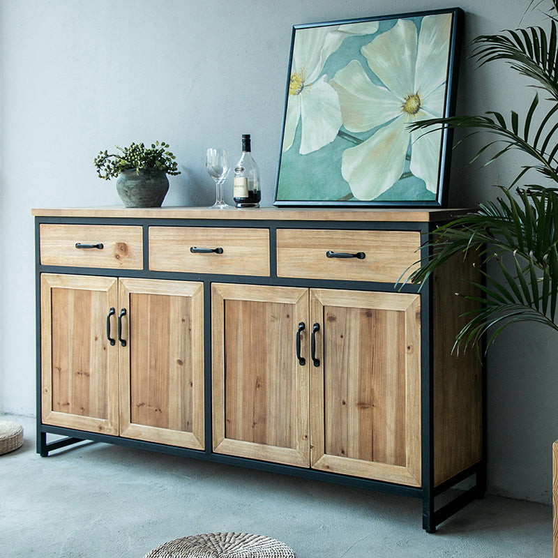 Contemporary Dining Buffet Solid Wood Sideboard with Cabinets and Drawers