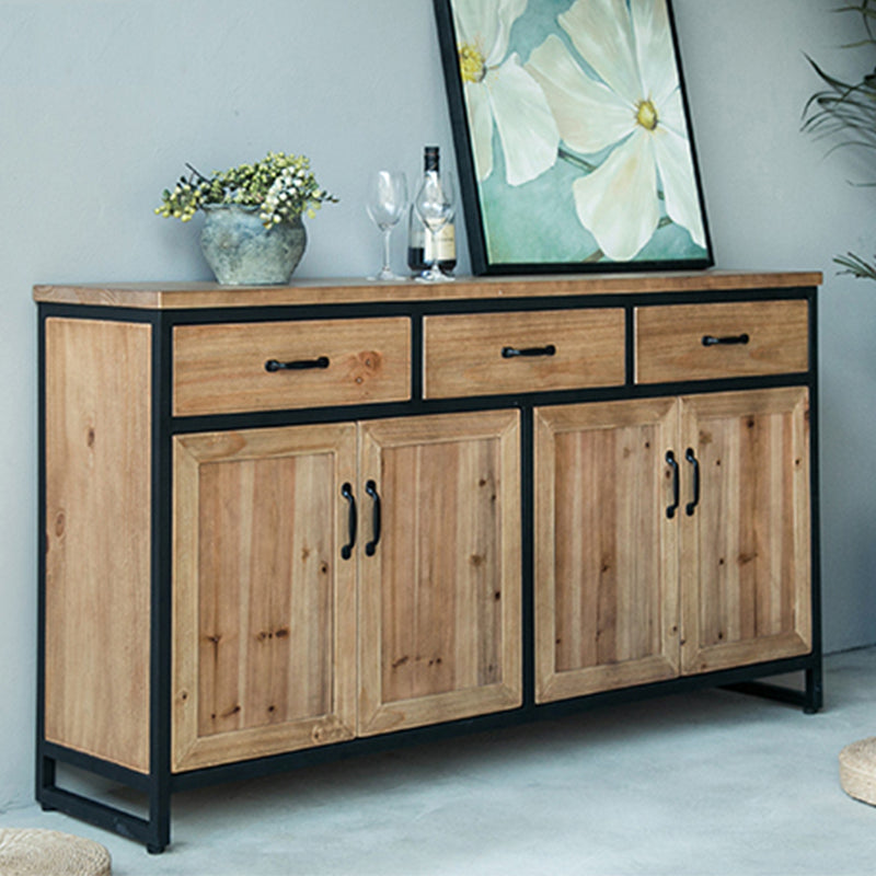 Contemporary Dining Buffet Solid Wood Sideboard with Cabinets and Drawers