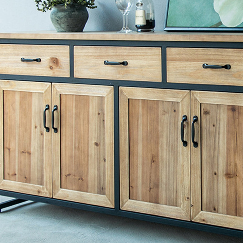 Contemporary Dining Buffet Solid Wood Sideboard with Cabinets and Drawers