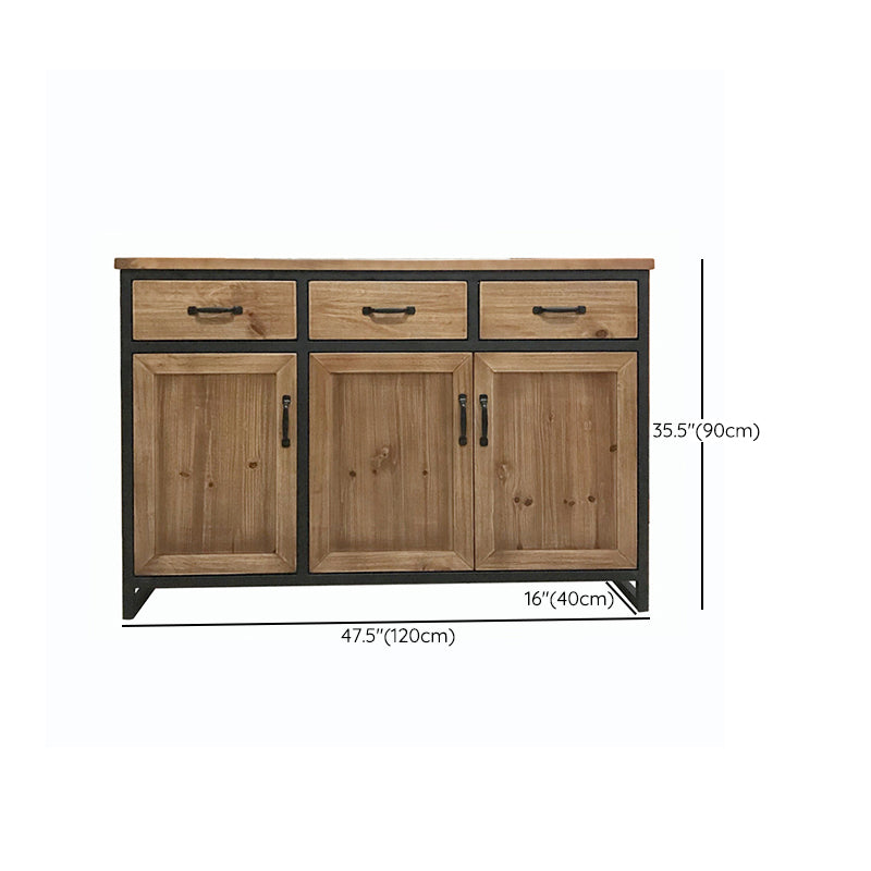 Contemporary Dining Buffet Solid Wood Sideboard with Cabinets and Drawers