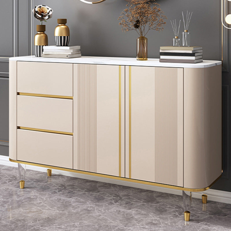 Glam Sideboard Buffet 3 Drawers and 2 Doors Adjustable Shelving Buffet Sideboard