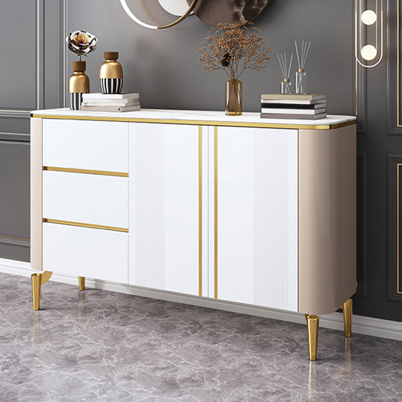 Glam Sideboard Buffet 3 Drawers and 2 Doors Adjustable Shelving Buffet Sideboard