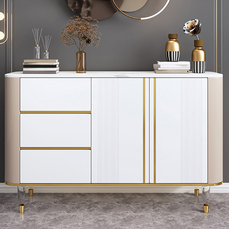 Glam Sideboard Buffet 3 Drawers and 2 Doors Adjustable Shelving Buffet Sideboard