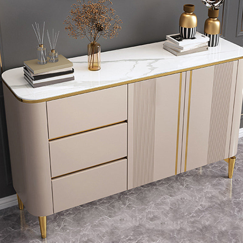 Glam Sideboard Buffet 3 Drawers and 2 Doors Adjustable Shelving Buffet Sideboard