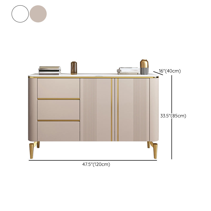 Glam Sideboard Buffet 3 Drawers and 2 Doors Adjustable Shelving Buffet Sideboard