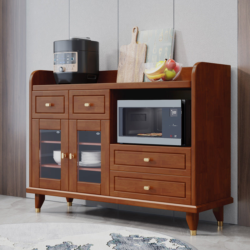 Contemporary Dining Buffet Solid Wood 37"H Sideboard with Cabinets and Drawers