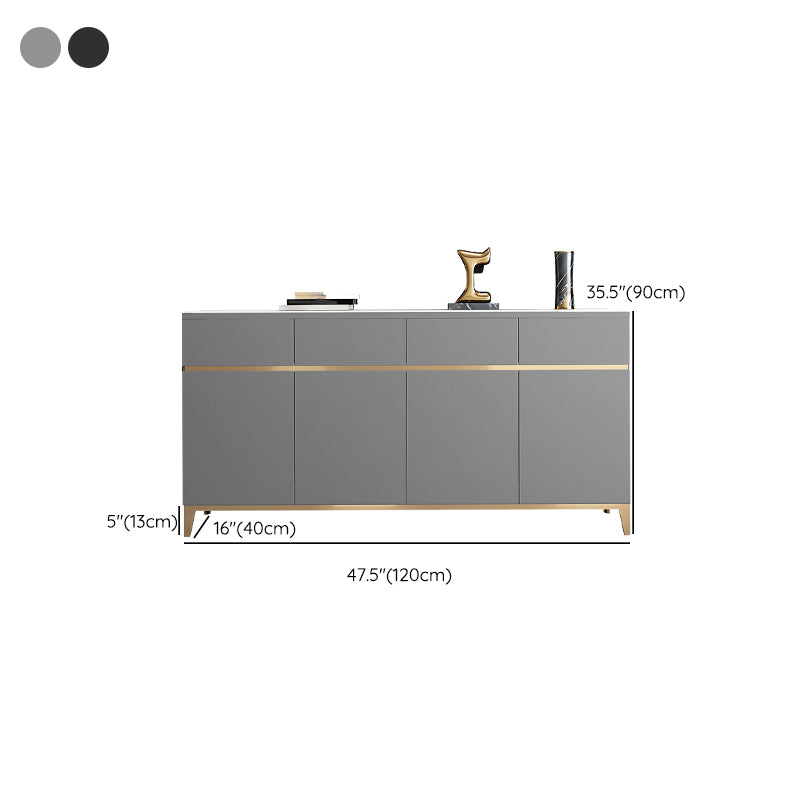 Glam Style Dining Buffet Stone Sideboard Table with Drawers and Cabinets