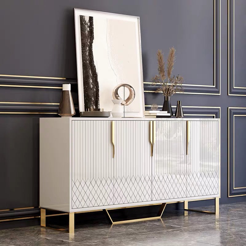 Glam Buffet Sideboard Cabinets Mirrored 4 Doors Dining Buffet