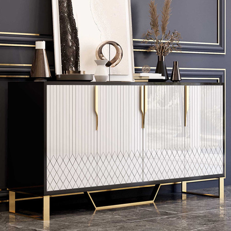 Glam Buffet Sideboard Cabinets Mirrored 4 Doors Dining Buffet