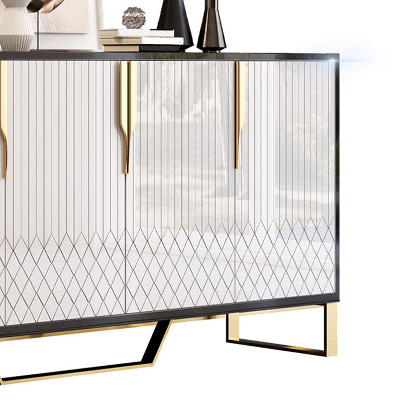 Glam Buffet Sideboard Cabinets Mirrored 4 Doors Dining Buffet