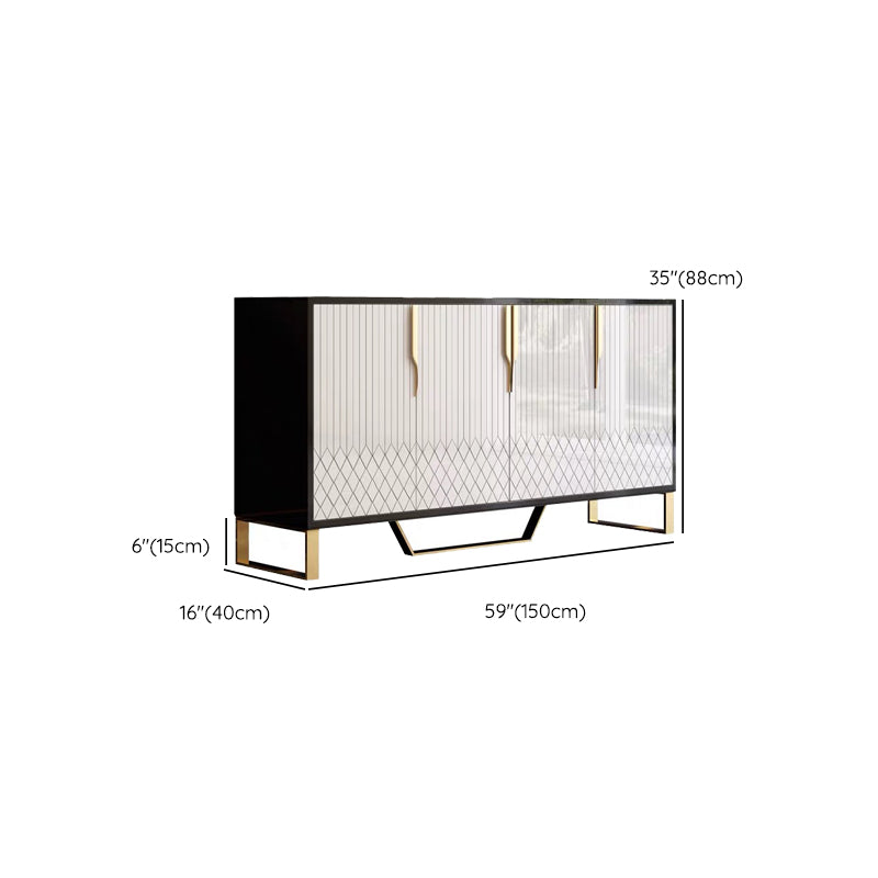 Glam Buffet Sideboard Cabinets Mirrored 4 Doors Dining Buffet