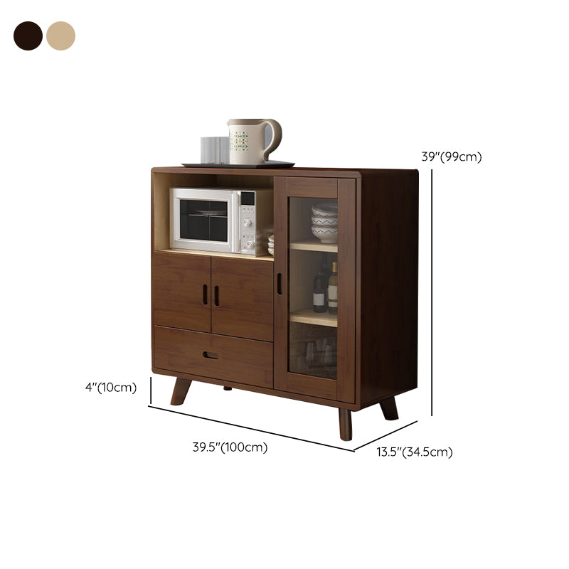 Modern Rubberwood Server 1 Drawer and 3 Doors Buffet Sideboard,14" W X 39" H