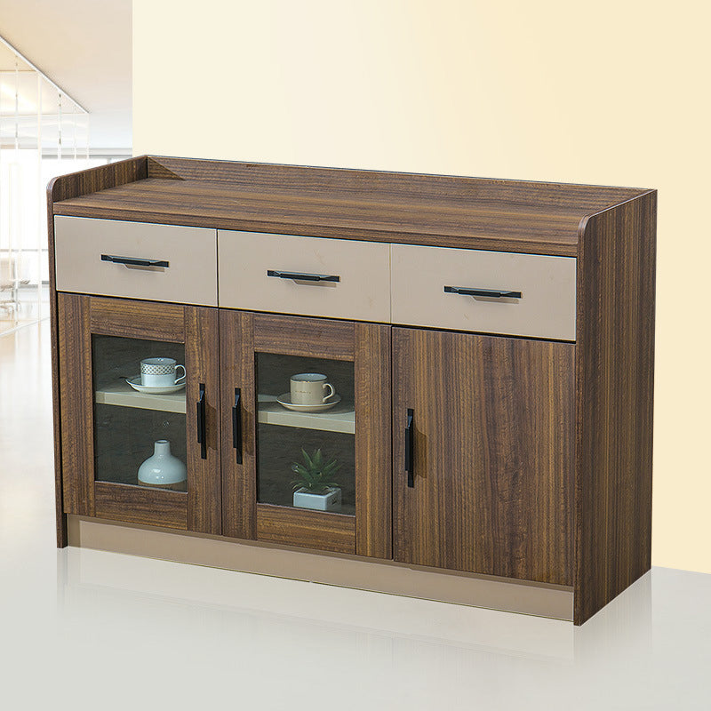 Contemporary Dining Buffet Wood Sideboard Table in Walnut Finish