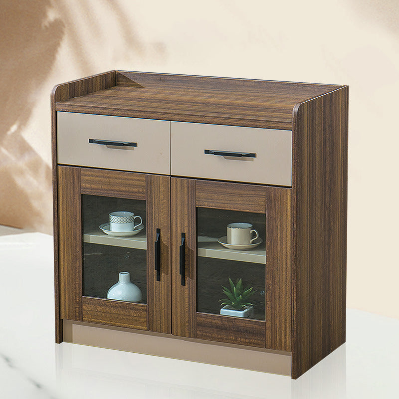 Contemporary Dining Buffet Wood Sideboard Table in Walnut Finish