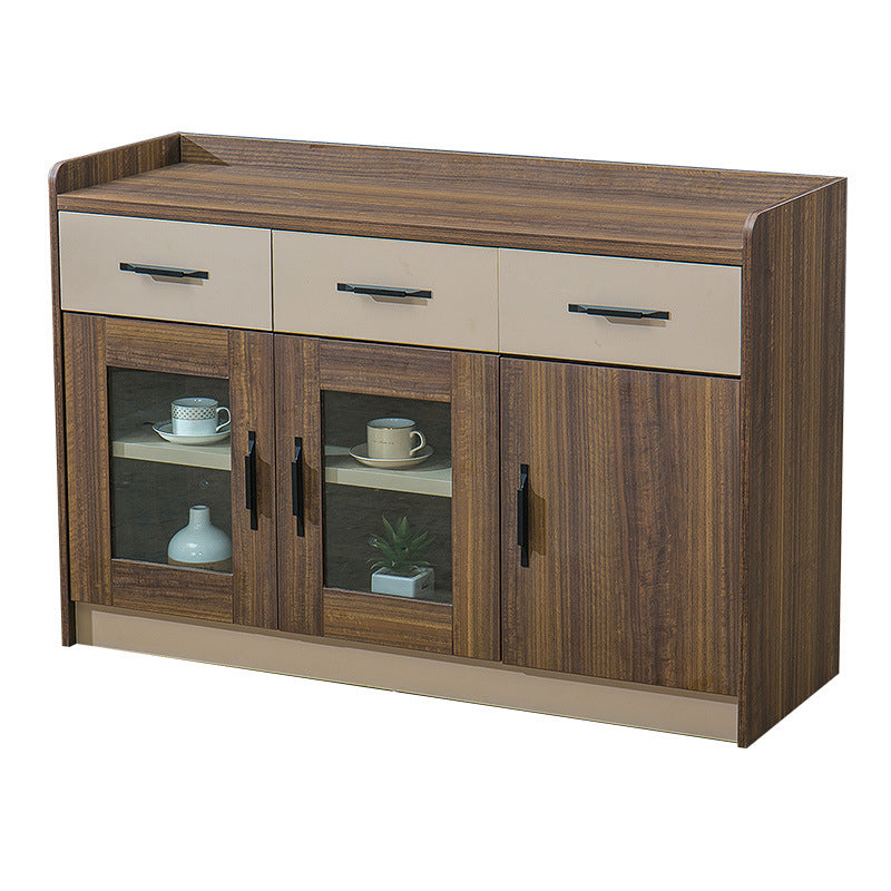 Contemporary Dining Buffet Wood Sideboard Table in Walnut Finish