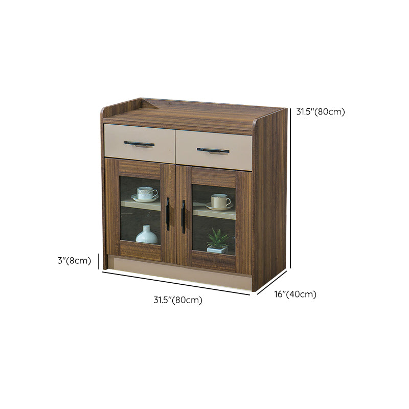 Contemporary Dining Buffet Wood Sideboard Table in Walnut Finish