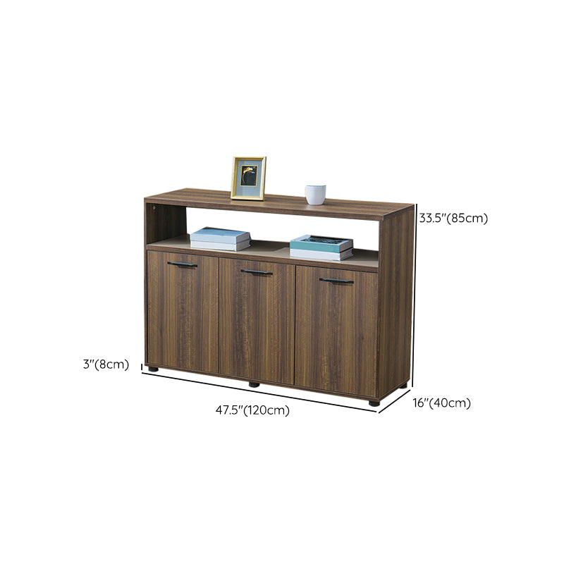 Contemporary Dining Buffet Wood Sideboard Table in Walnut Finish