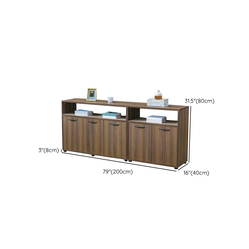 Contemporary Dining Buffet Wood Sideboard Table in Walnut Finish