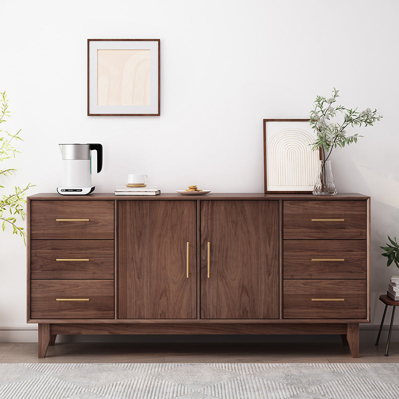 Contemporary Dining Buffet Solid Wood Sideboard Table with Cabinets and Drawers