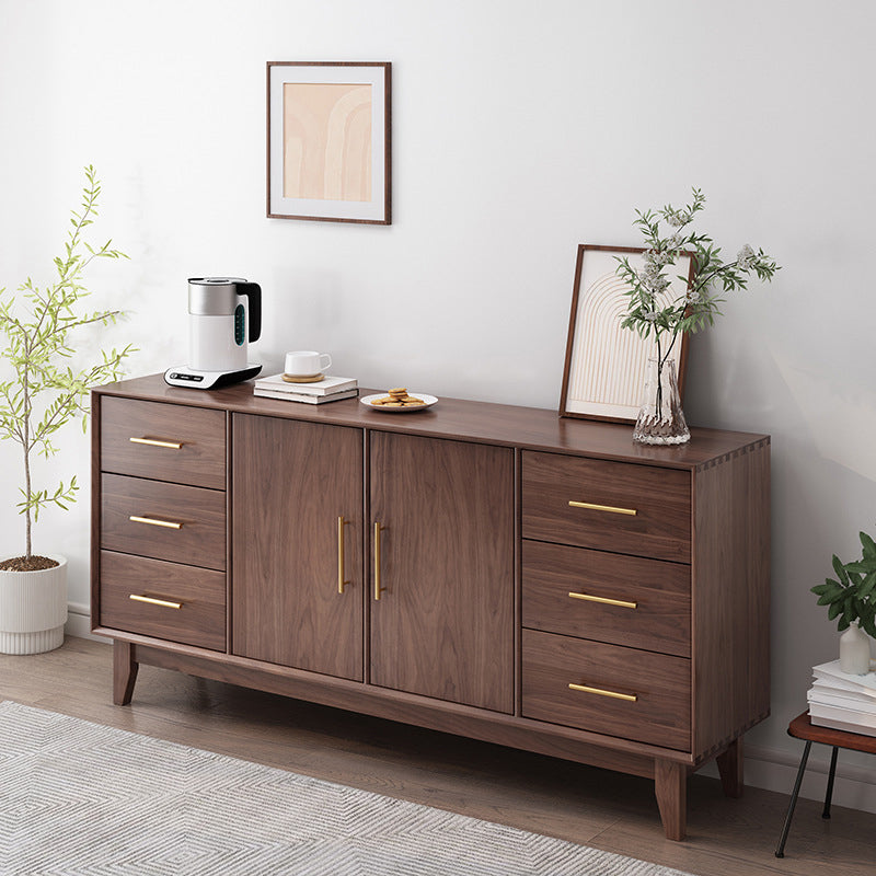 Contemporary Dining Buffet Solid Wood Sideboard Table with Cabinets and Drawers