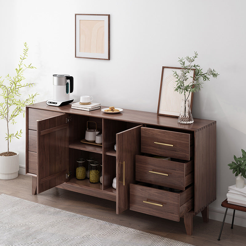 Contemporary Dining Buffet Solid Wood Sideboard Table with Cabinets and Drawers