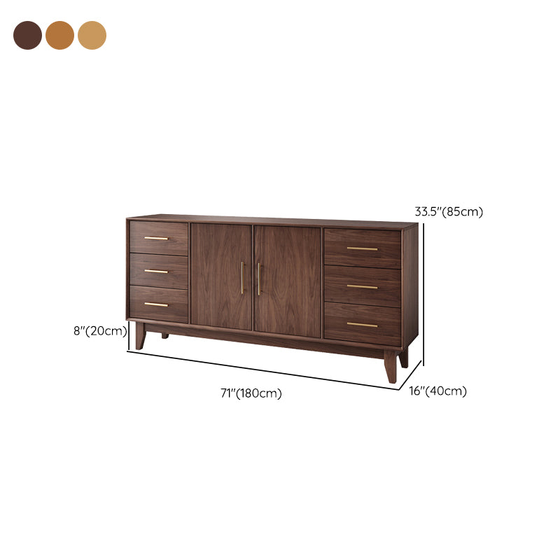 Contemporary Dining Buffet Solid Wood Sideboard Table with Cabinets and Drawers