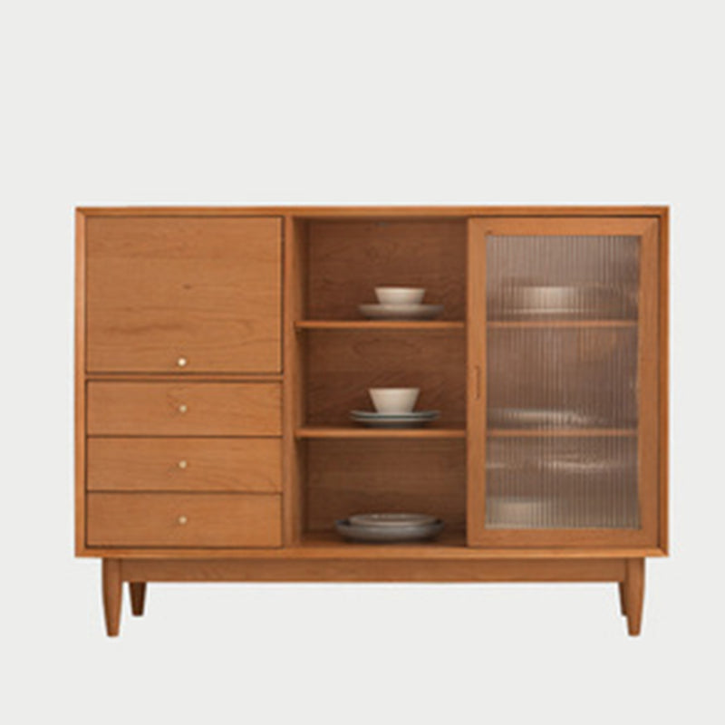 Modern Sideboard Table Solid Wood Dining Buffet with Cabinets and Drawers