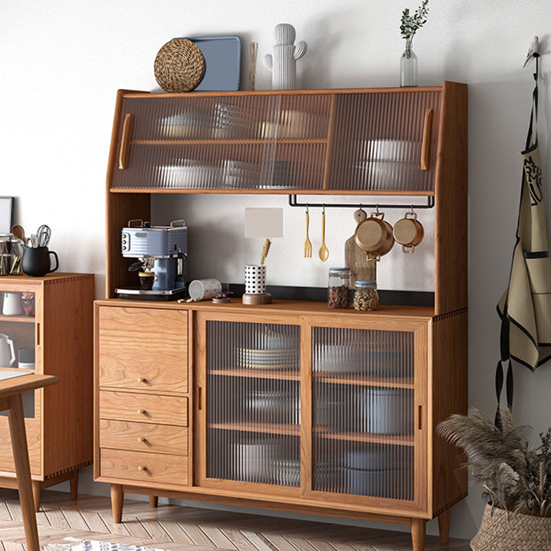 Modern Sideboard Table Solid Wood Dining Buffet with Cabinets and Drawers