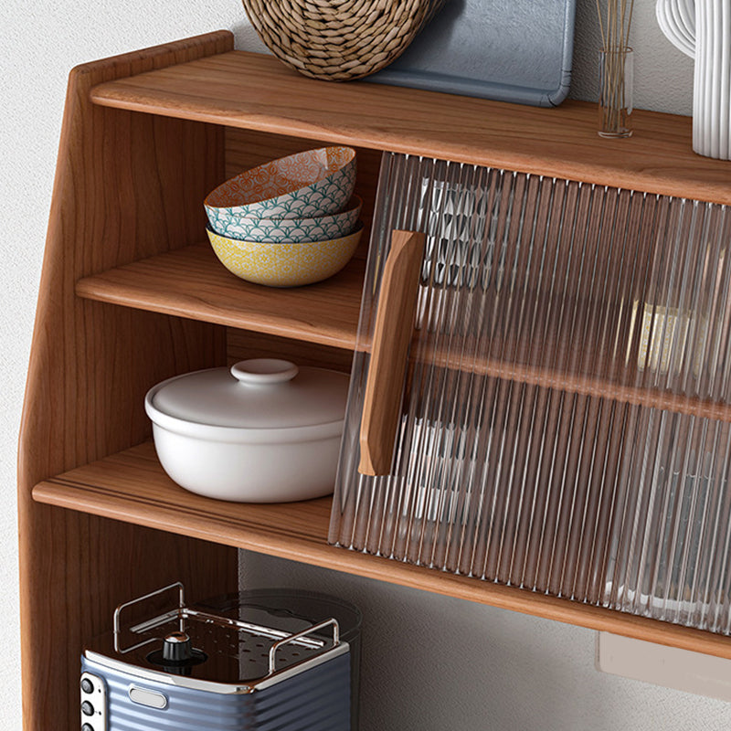 Modern Sideboard Table Solid Wood Dining Buffet with Cabinets and Drawers