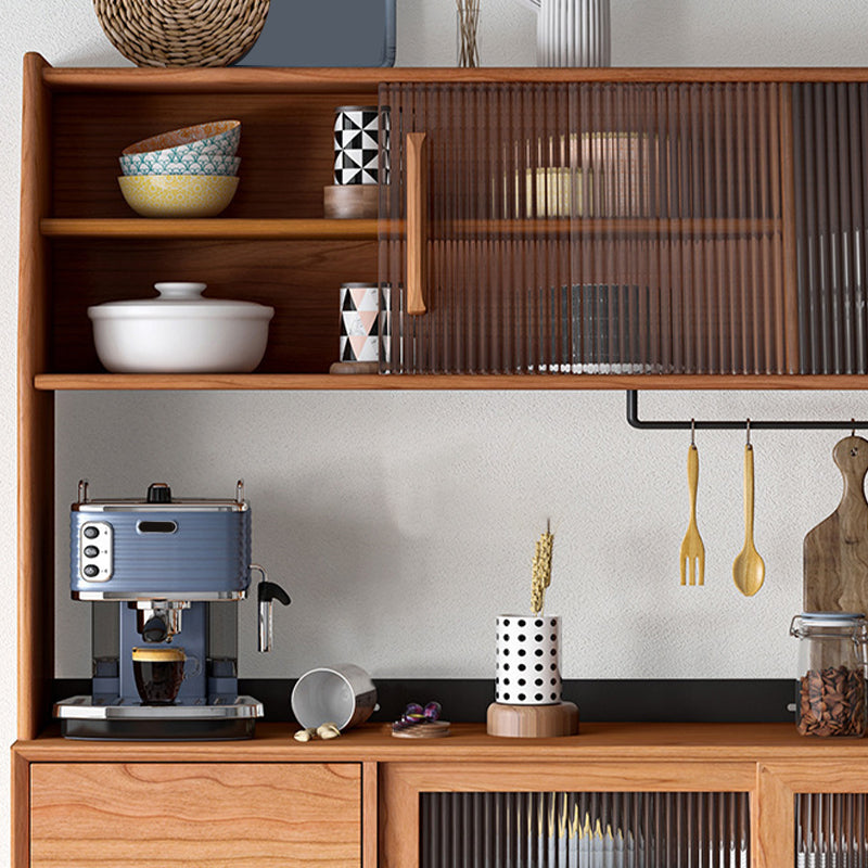 Modern Sideboard Table Solid Wood Dining Buffet with Cabinets and Drawers