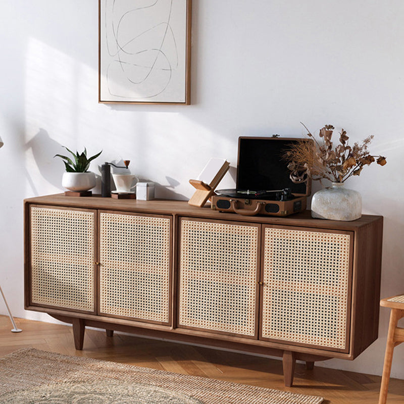 Contemporary Sideboard Table Solid Wood 4 Doors Dining Buffet with Cabinets