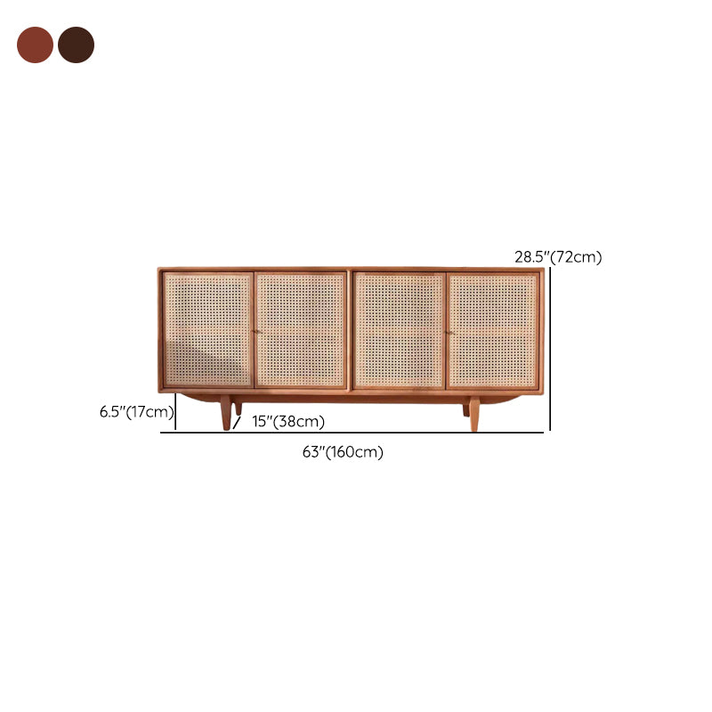 Contemporary Sideboard Table Solid Wood 4 Doors Dining Buffet with Cabinets