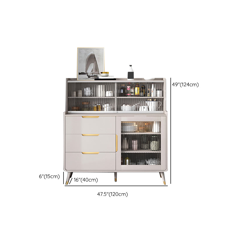 Modern Glass Doors Server 3 Drawers and 3 Doors Cabinets Buffet Sideboard