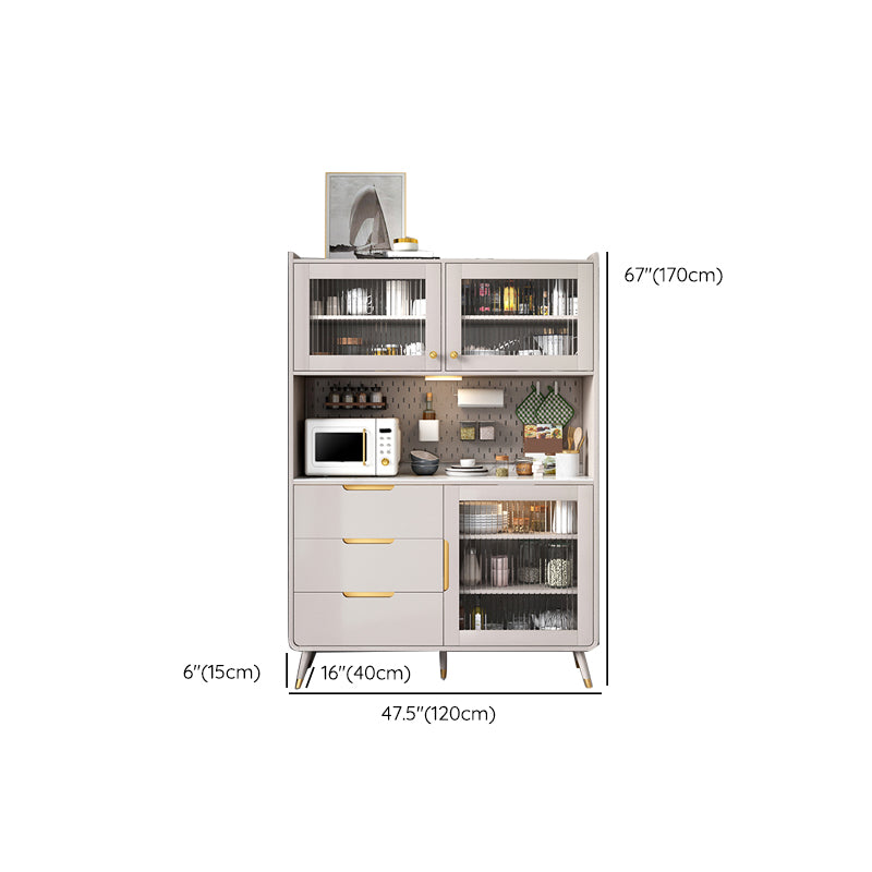 Modern Glass Doors Server 3 Drawers and 3 Doors Cabinets Buffet Sideboard