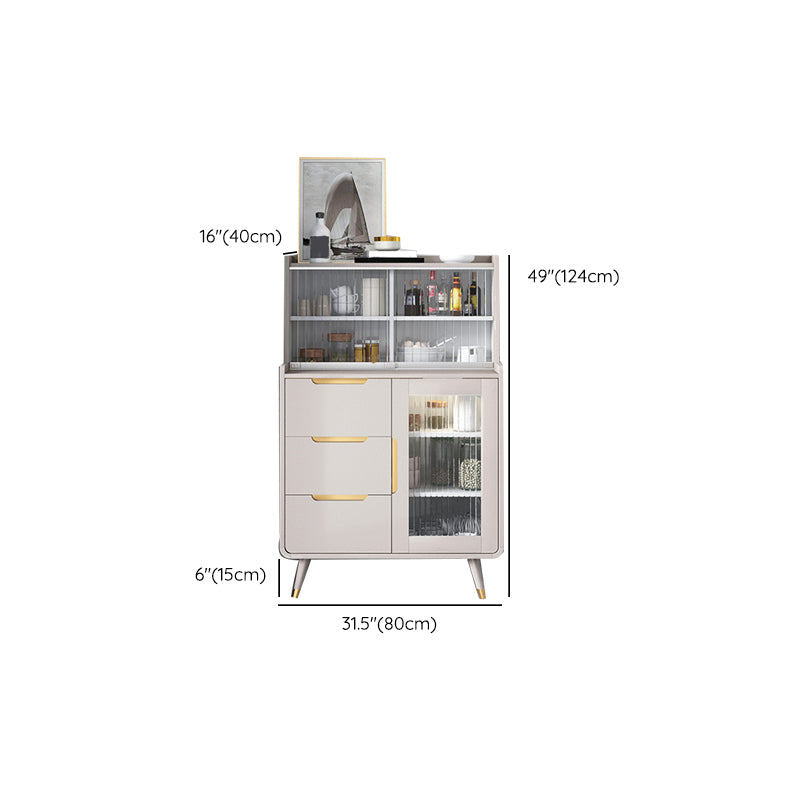 Modern Glass Doors Server 3 Drawers and 3 Doors Cabinets Buffet Sideboard