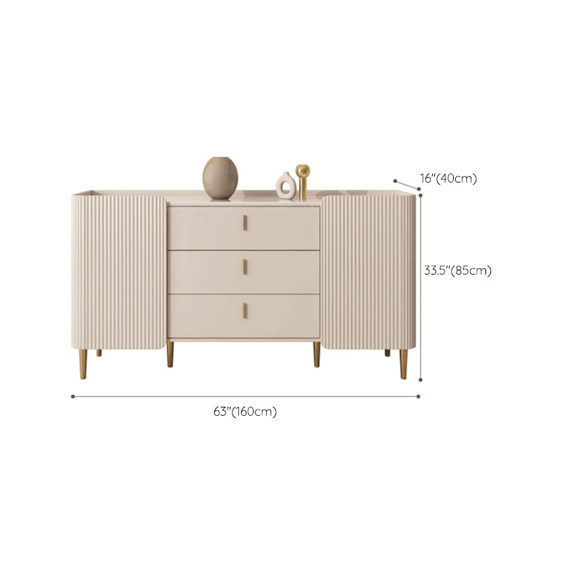 Rectangle Sintered Stone Sideboard Cabinet Luxury Home Side Board with Drawers and Doors