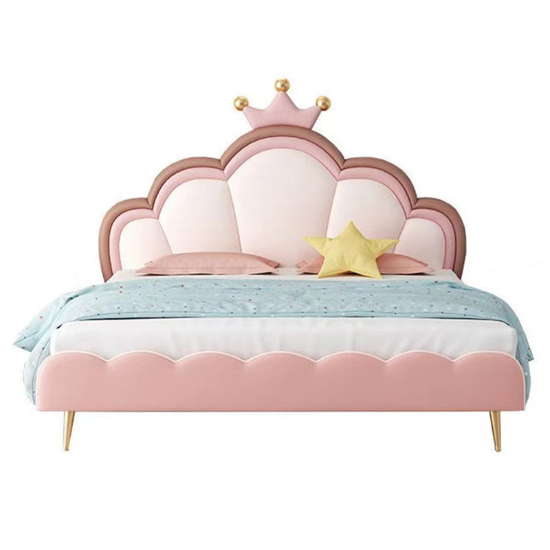 Pink Leather Contemporary King & Queen Bed Upholostered Princess Bed Frame