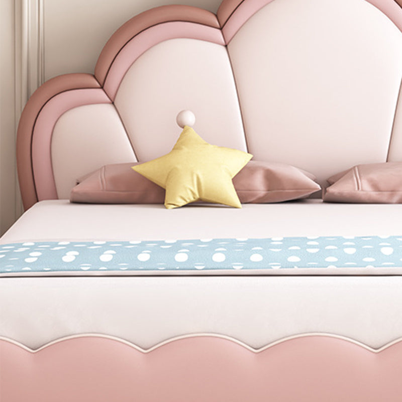 Pink Leather Contemporary King & Queen Bed Upholostered Princess Bed Frame