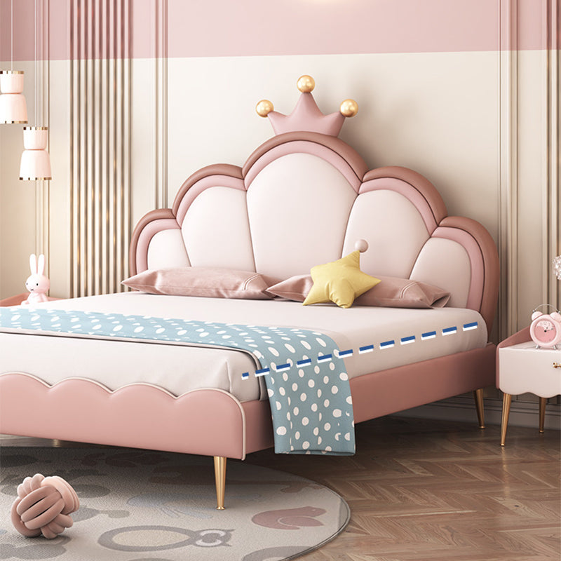 Pink Leather Contemporary King & Queen Bed Upholostered Princess Bed Frame