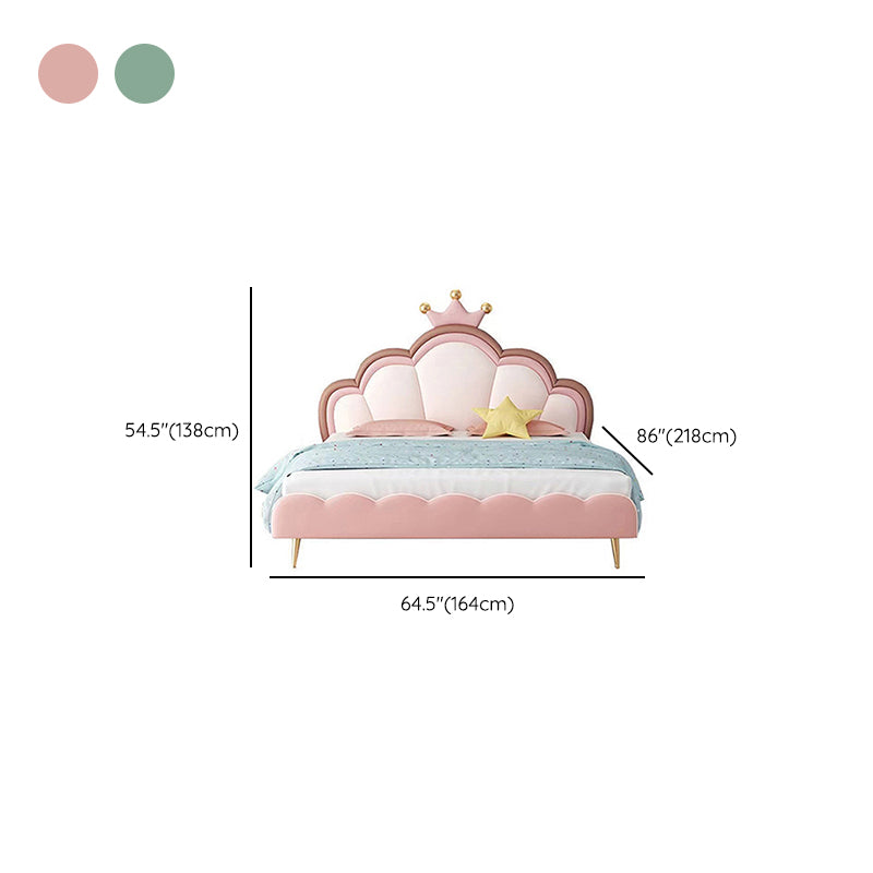 Pink Leather Contemporary King & Queen Bed Upholostered Princess Bed Frame