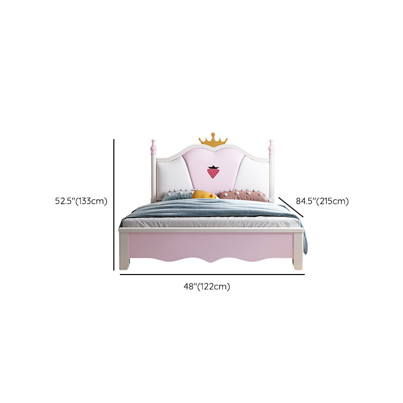 Princess Wood & Genuine Leather Bed Frame with Mattress in Pink and White