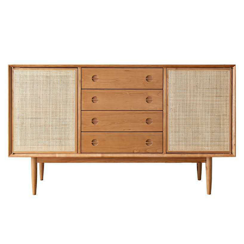 Mid-Century Modern Cabinet Solid Wood 2Shelves With Doors Straight Legs Accent Cabinet