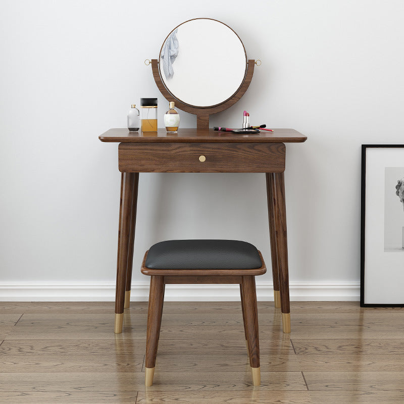 29.92" Wide Vanity Set with Stool and Mirror Traditional Ash Dresser