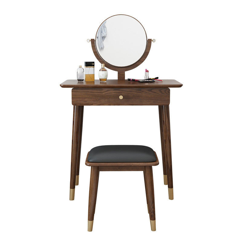 29.92" Wide Vanity Set with Stool and Mirror Traditional Ash Dresser