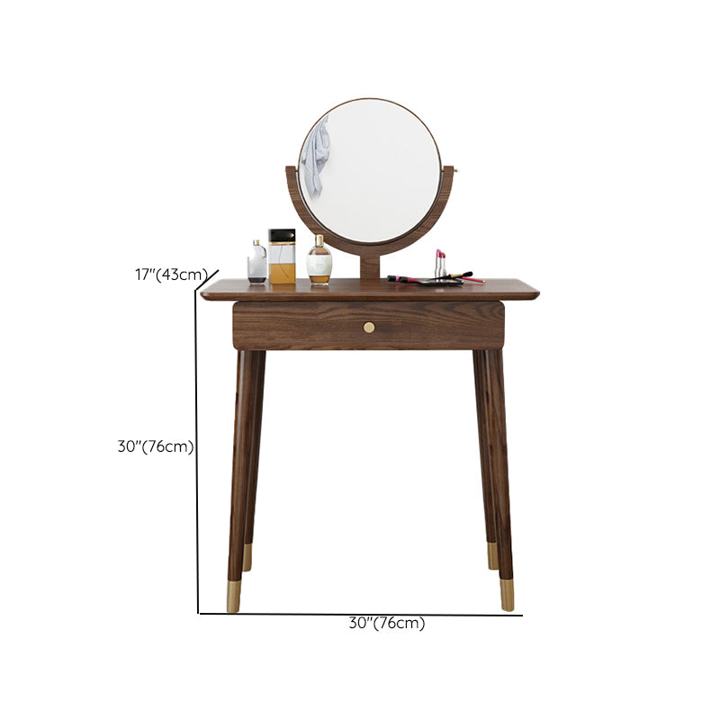 29.92" Wide Vanity Set with Stool and Mirror Traditional Ash Dresser