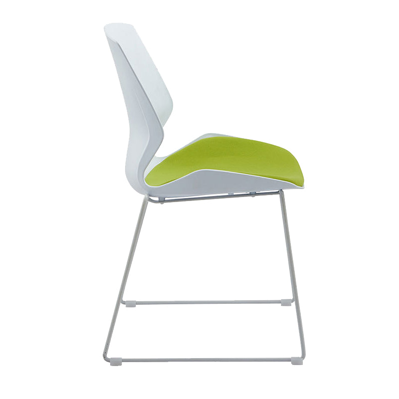 White Frame Contemporary Guest Chair Mid Back Plastic Conference Chair