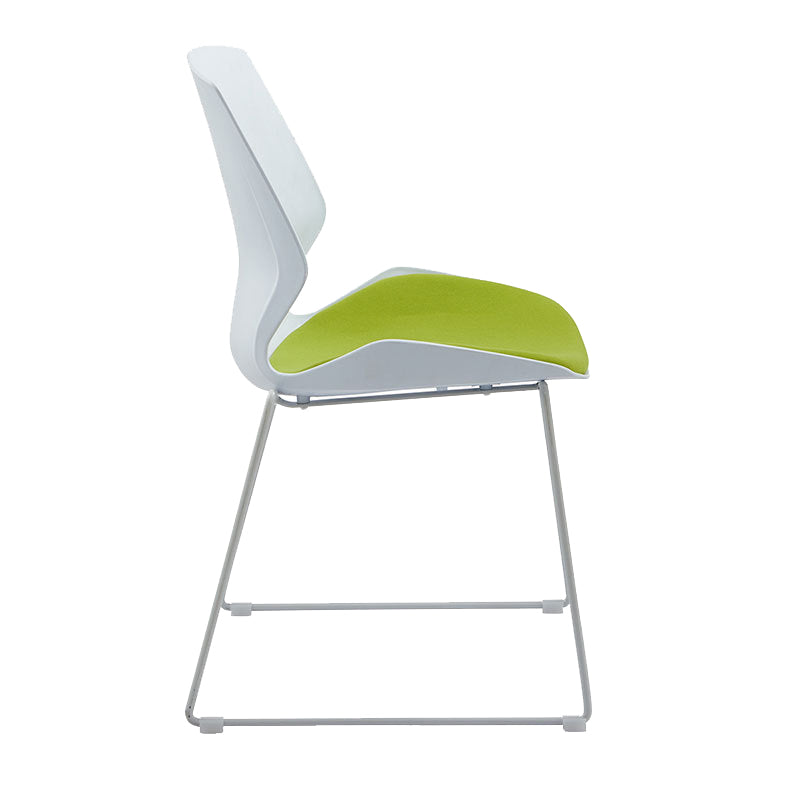 White Frame Contemporary Guest Chair Mid Back Plastic Conference Chair