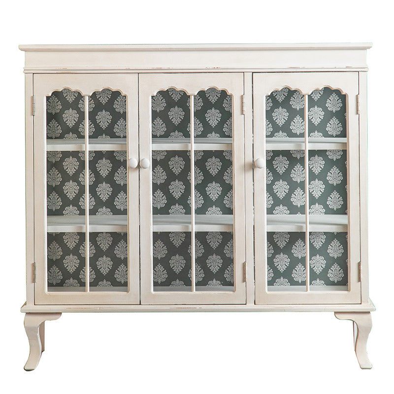 Traditional Glass Doors Curio Cabinet Wood Display Cabinet with Doors for Bedroom